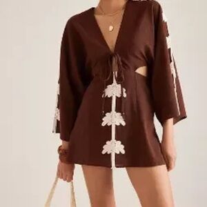 Elegant Brown and White Women's Swim Cover-Up